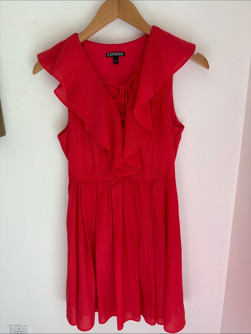 Express Coral Ruffle-Trim Sleeveless Dress